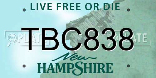 TBC838 New Hampshire License Plate