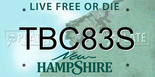 TBC83S New Hampshire License Plate
