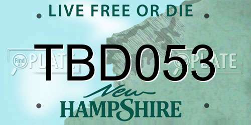 TBD053 New Hampshire License Plate