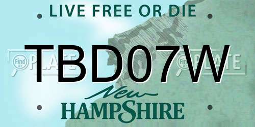 TBD07W New Hampshire License Plate