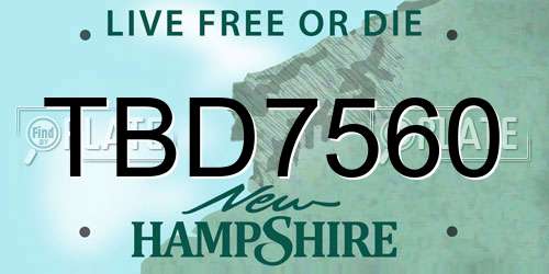 TBD7560 New Hampshire License Plate