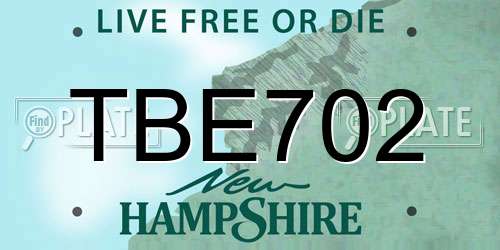 TBE702 New Hampshire License Plate
