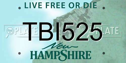 TBI525 New Hampshire License Plate
