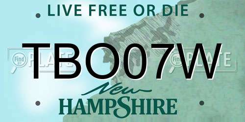 TBO07W New Hampshire License Plate