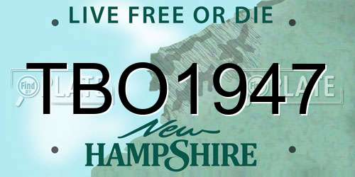 TBO1947 New Hampshire License Plate