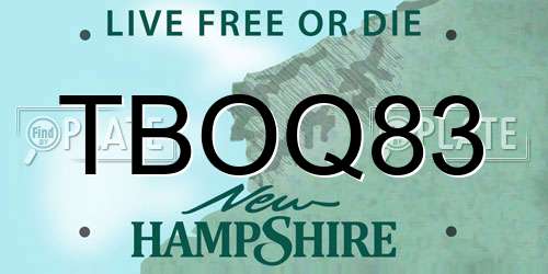 TBOQ83 New Hampshire License Plate