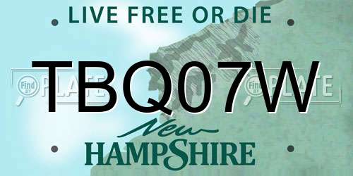 TBQ07W New Hampshire License Plate