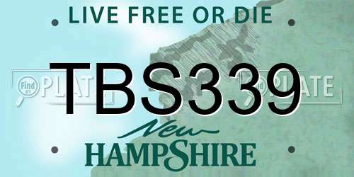 TBS339 New Hampshire License Plate