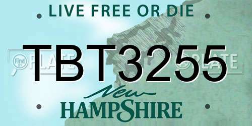 TBT3255 New Hampshire License Plate