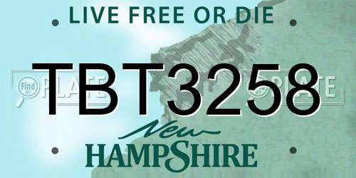 TBT3258 New Hampshire License Plate