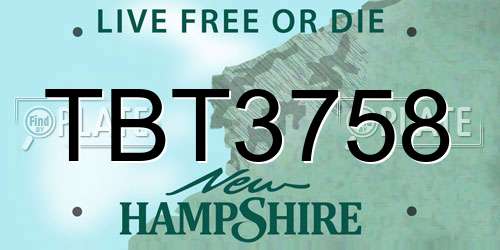 TBT3758 New Hampshire License Plate