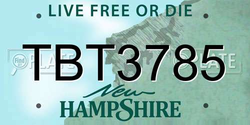TBT3785 New Hampshire License Plate