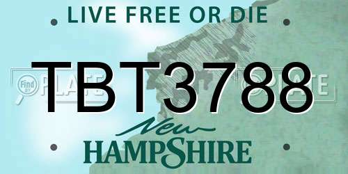 TBT3788 New Hampshire License Plate
