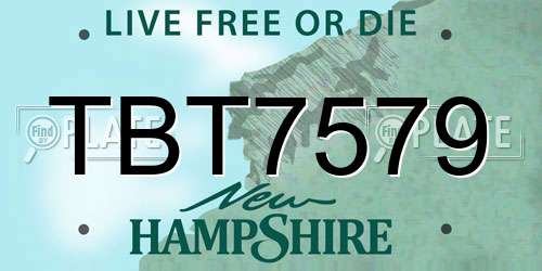 TBT7579 New Hampshire License Plate