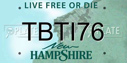 TBTI76 New Hampshire License Plate