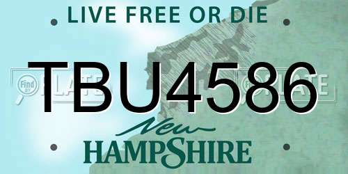 TBU4586 New Hampshire License Plate