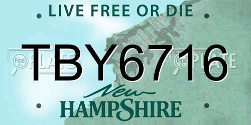 TBY6716 New Hampshire License Plate