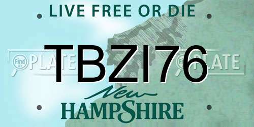 TBZI76 New Hampshire License Plate