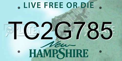 TC2G785 New Hampshire License Plate