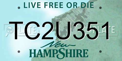TC2U351 New Hampshire License Plate