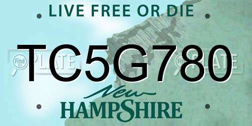 TC5G780 New Hampshire License Plate
