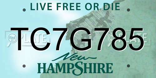 TC7G785 New Hampshire License Plate