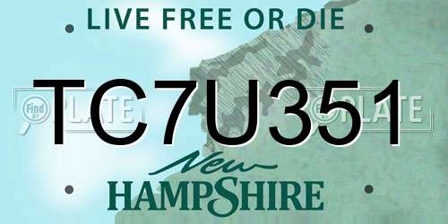 TC7U351 New Hampshire License Plate