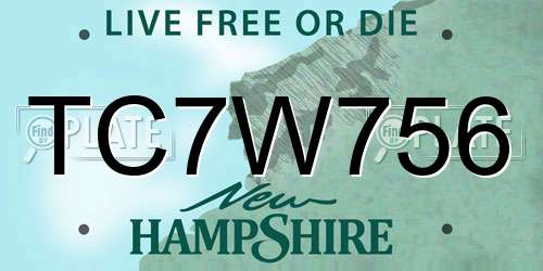 TC7W756 New Hampshire License Plate