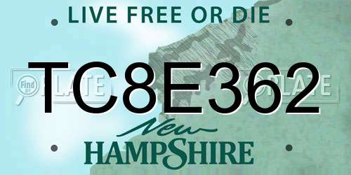 TC8E362 New Hampshire License Plate