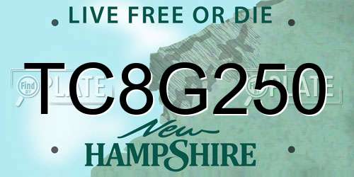 TC8G250 New Hampshire License Plate