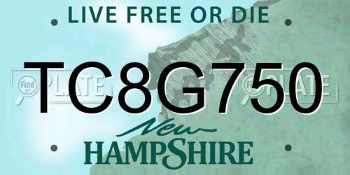 TC8G750 New Hampshire License Plate