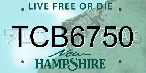 TCB6750 New Hampshire License Plate