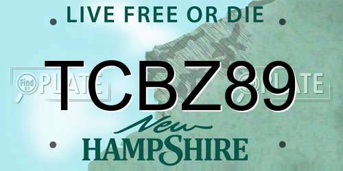 TCBZ89 New Hampshire License Plate