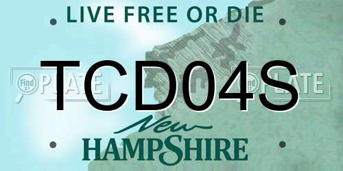 TCD04S New Hampshire License Plate