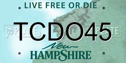 TCDO45 New Hampshire License Plate