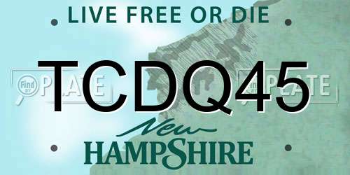 TCDQ45 New Hampshire License Plate