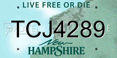 TCJ4289 New Hampshire License Plate