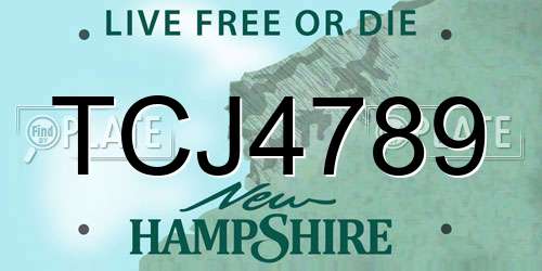 TCJ4789 New Hampshire License Plate