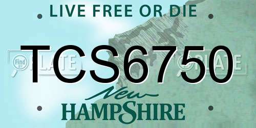 TCS6750 New Hampshire License Plate