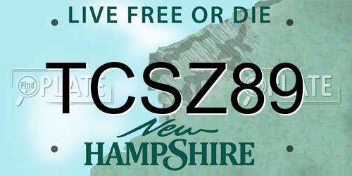 TCSZ89 New Hampshire License Plate