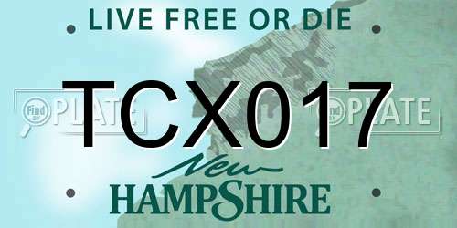 TCX017 New Hampshire License Plate