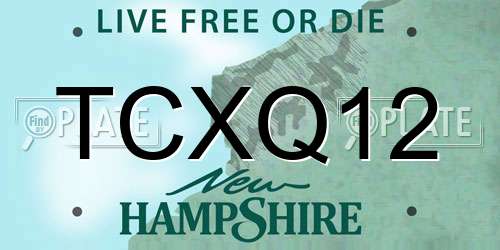 TCXQ12 New Hampshire License Plate