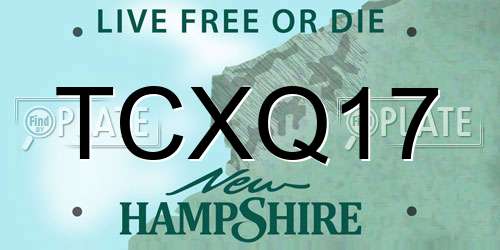 TCXQ17 New Hampshire License Plate