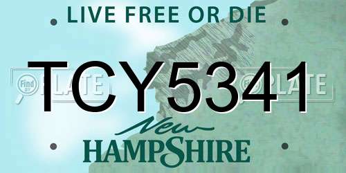 TCY5341 New Hampshire License Plate