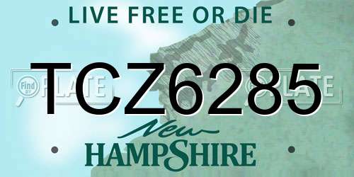 TCZ6285 New Hampshire License Plate