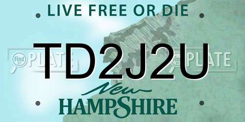 TD2J2U New Hampshire License Plate