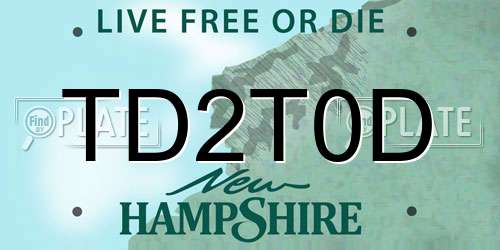 TD2T0D New Hampshire License Plate