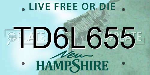 TD6L655 New Hampshire License Plate