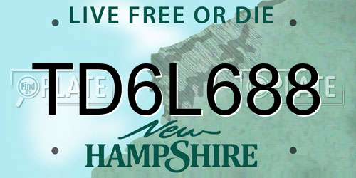 TD6L688 New Hampshire License Plate