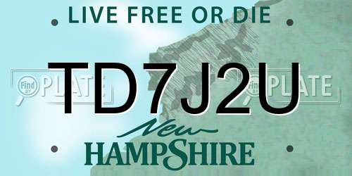 TD7J2U New Hampshire License Plate